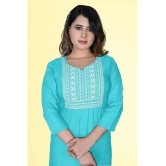 HAYA - Light Blue Rayon Womens Straight Kurti ( Pack of 1 ) - None