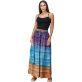 Milky-Blue Long Summer Skirt with Stripes Woven in Multi-Color Thread and Dori on Waist