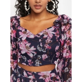 Floral Printed V- Neck Top With Maxi Skirt