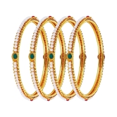 YouBella Pearl and Gold Bangle Set for Women (Pack of 6) - None