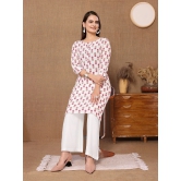 Rangita Women Cotton White Printed Knee Length Straight Kurti - None