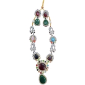 American diamond   Necklace Set with Multicolor Stones