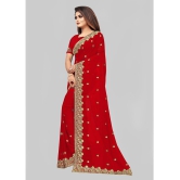 Om Shantam Sarees - Red Georgette Saree With Blouse Piece ( Pack of 1 ) - Red