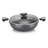 Prestige Hard Anodised Plus Gas and Induction Compatible Kadai  30 cm, Black