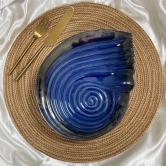 Ceramic Dining Royal Blue Sea Shell  Glazed Ceramic Serving Platter
