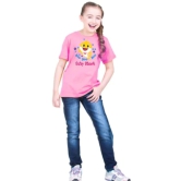 Girls Cotton Baby Shark Half Sleeve TShirt (Pink) PID41506