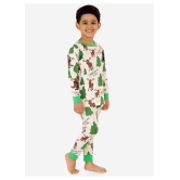 Lazy Shark Boys Cream-Coloured  Green Printed Night Suit - None