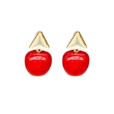 Red Cherry Earrings with Pearl Accents For Women & Girls - Design 2