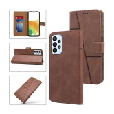 NBOX - Brown Artificial Leather Flip Cover Compatible For Samsung Galaxy A53 5G ( Pack of 1 ) - Brown
