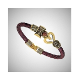 TEVATIYA Rudraksha OM Trishul Damroo Designer Oxidized Gold Bahubali Leather Kada Bracelet for Men & Women