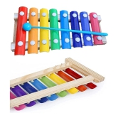 Fratelli Ecofriendly Wooden Xylophone Kids First Musical Sound Instrument Toys with 8 Notes Multicolor Made in India || BIS Approved