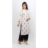 Women's Rayon Hand Work Casual Wear/Ethnic wear/Kurti Palazzo Set Calf Length Kurti Plazo Set for Women (White)