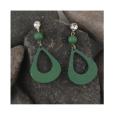 SILVER SHINE Elegant Diamond Light Weight Dangle Wooden Earrings for Girls and Women. - Green