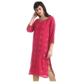 Karigari - Pink Rayon Women's Straight Kurti - L