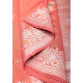 Salmon Pink Tissue Organza Banarasi Pure Silk Saree with Meenakari Buttas | SILK MARK CERTIFIED