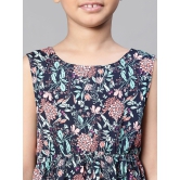 Oxolloxo Girls Floral Print Sleeveless Round Neck Dress