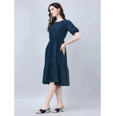 JASH CREATION Rayon Solid Knee Length Womens Fit & Flare Dress - Blue ( Pack of 1 ) - None