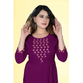 haya fashion - Magenta Rayon Womens Straight Kurti ( Pack of 1 ) - None