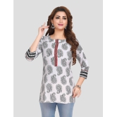 Meher Impex Cotton Printed Straight Womens Kurti - White ( Pack of 1 ) - None