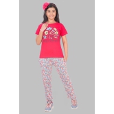 Girls Printed Cotton Round Neck Short Sleeves Pyjama Set-9-10 years