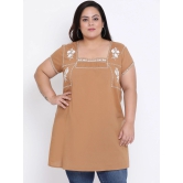 Oxolloxo Women Brown Solid Embroidered Tunic