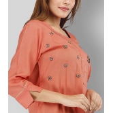 JC4U - Peach Rayon Womens Straight Kurti ( Pack of 1 ) - L