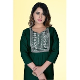 haya fashion - Green Rayon Women's Straight Kurti ( Pack of 1 ) - None