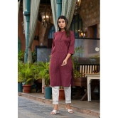 Juniper Cotton Striped Straight Womens Kurti - Maroon ( Pack of 1 ) - None