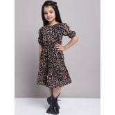 MINI & MING Girls Abstract Print Puff Sleeve Georgette Fit & Flare Midi Dress