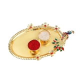 Stylish  Bhaiya Rakhi  BRO Designer Pendent  For Bhaiya/Brother/Bhai With Roli Chawal And 1 Greeting Card 1 Kankawati Pooja Thali - None