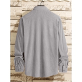 Iron Grey Men Corduroy Flap Pocket Button Front Shirt-2XL/46
