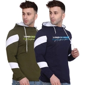 London Hills Mens Regular Fit Printed Full Sleeve Cotton Blend Hooded T-Shirt (Pack of 2)