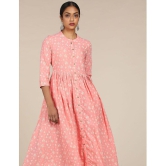 Karigari Cotton Pink Fit And Flare Dress - - S