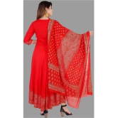 Smien Rayon Printed Anarkali Womens Kurti - Red ( Pack of 1 ) - None