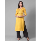 Dollar Missy Cotton Blend Embroidered Straight Womens Kurti - Yellow ( Pack of 1 ) - None