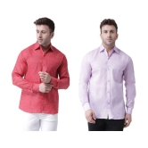 KLOSET By RIAG 100% Cotton Regular Fit Self Design Full Sleeves Men's Casual Shirt - Lavender ( Pack of 2 ) - None