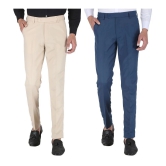 Playerz - Multicolor Polycotton Slim - Fit Mens Formal Pants ( Pack of 2 ) - None