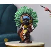 Traditional Trible Decorated Women Statue-Yellow