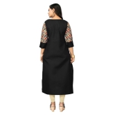 Rangrasiya - Black Cotton Blend Women's Straight Kurti ( Pack of 1 ) - 3XL