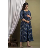 PALANI-HUB Women Maternity/Nursing Nighty  (Blue)