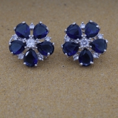 Ear stud | Ear stud for girls and women | Blue colour stud | Cz stone stud | Simple grace ful stud