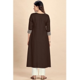 Glomee Rayon Embroidered Nayra Women's Kurti - Brown ( Pack of 1 ) - None