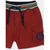 Boys Maroon Striped Waist Woven Shorts - None