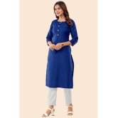 Glomee - Blue Cotton Womens Straight Kurti ( Pack of 1 ) - None