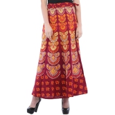 Oxblood-Red Block-Printed Sanganeri Wrap-Around Skirt from Pilkhuwa