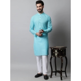 Jompers Men Sky Blue Chikan Kurta Only-XL / Blue