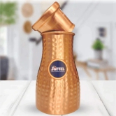 Softel Hammered 1000 ML Copper Bedside Carafe | Bedroom Flask | 1 Pc