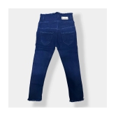 ICONIC ME- Kids Girls Plain Denim Jeans | Premium Denim Dark Blue Jeans - None