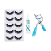 Lenon 5 Pair False Eyelash, 1 Eye Glue & 1 Eyelash Curler Pack of 7 7