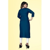 haya fashion - Blue Rayon Women's Straight Kurti ( Pack of 1 ) - None